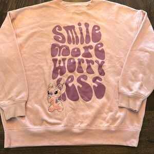 🔴 DISNEY LILO & STITCH PINK & PURPLE OVERSIZED SWEATSHIRT SIZE SMALL